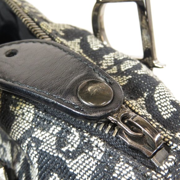 Christian Dior Trotter Pattern Boston Bag Black Canvas - Picture 7 of 9